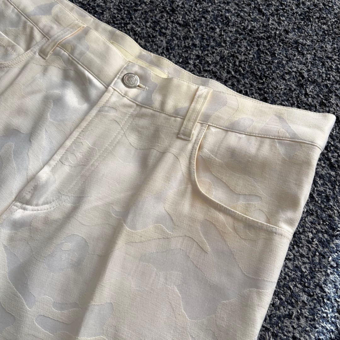 マークアンドロナ　総柄　カモフラ柄　ストレッチ　パンツ　ゴルフウェア　白　M