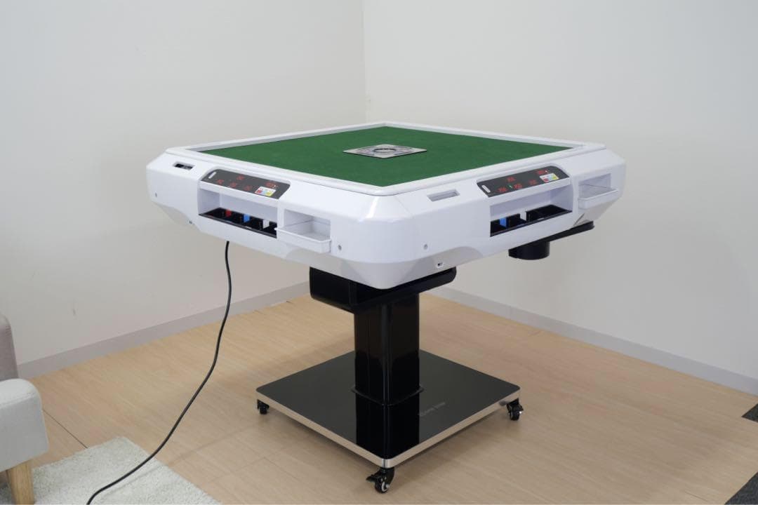 全自動麻雀卓 折りたたみ 家庭用 点棒計算 電動 白 ガラス脚 2611