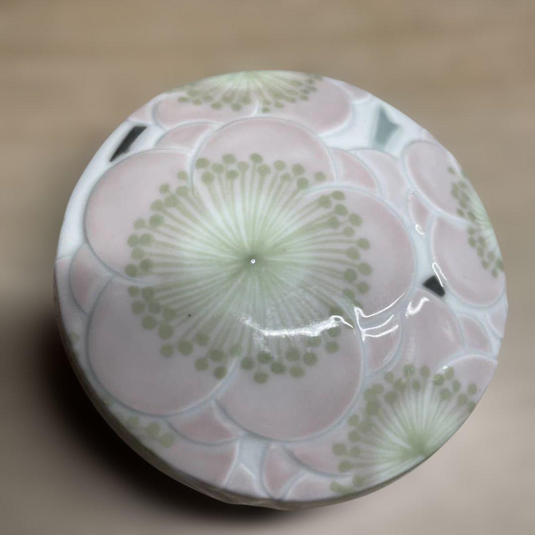 森洋　彩埏梅花文香合　共箱