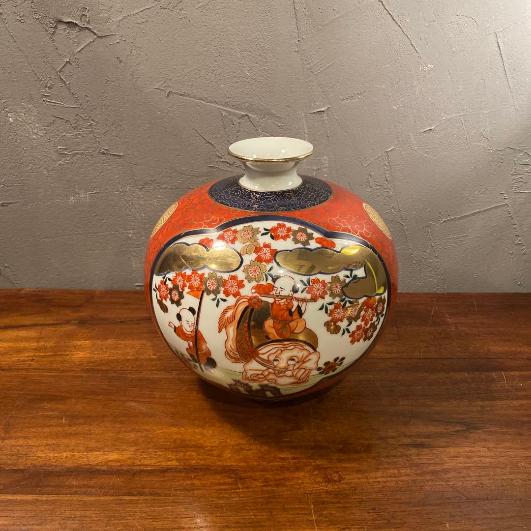 伊萬里 丸壺 骨董品 赤絵 呉須 花瓶 花器 コレクション 古伊万里様式