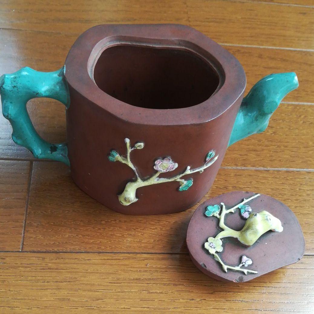 宜興紫砂　梅花壷