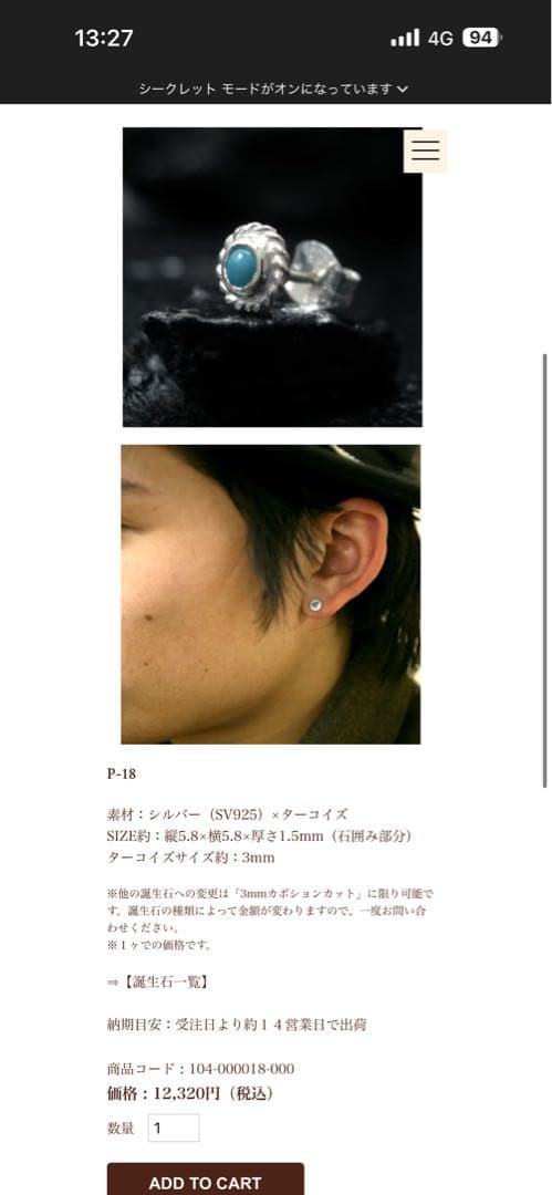 ARIZONA FREEDOM ターコイズ スタッドピアス