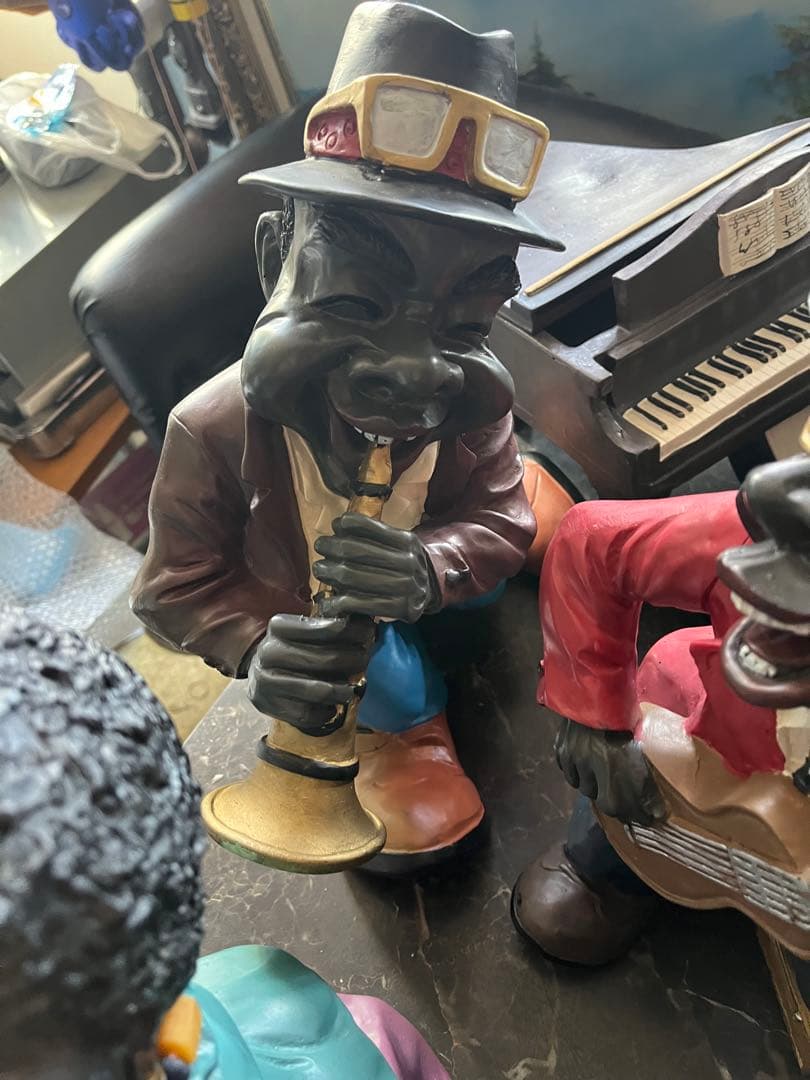 ジャズ人形、38センチ、FRP製黒人人形、JAZZ人形、JAZZ黒人バンド、
