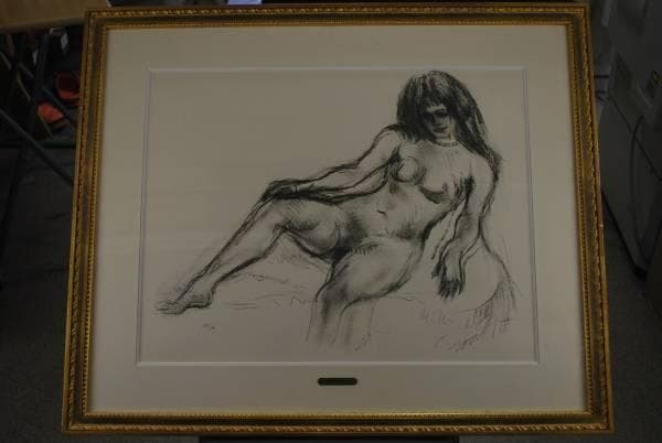 【複製】梅原龍三郎/裸婦図額/リトグラフ/掛軸/名家伝来/K-329　J