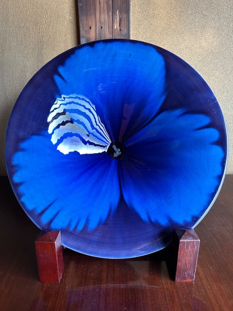 三代徳田八十吉　彩釉鉢　輪華　31センチ