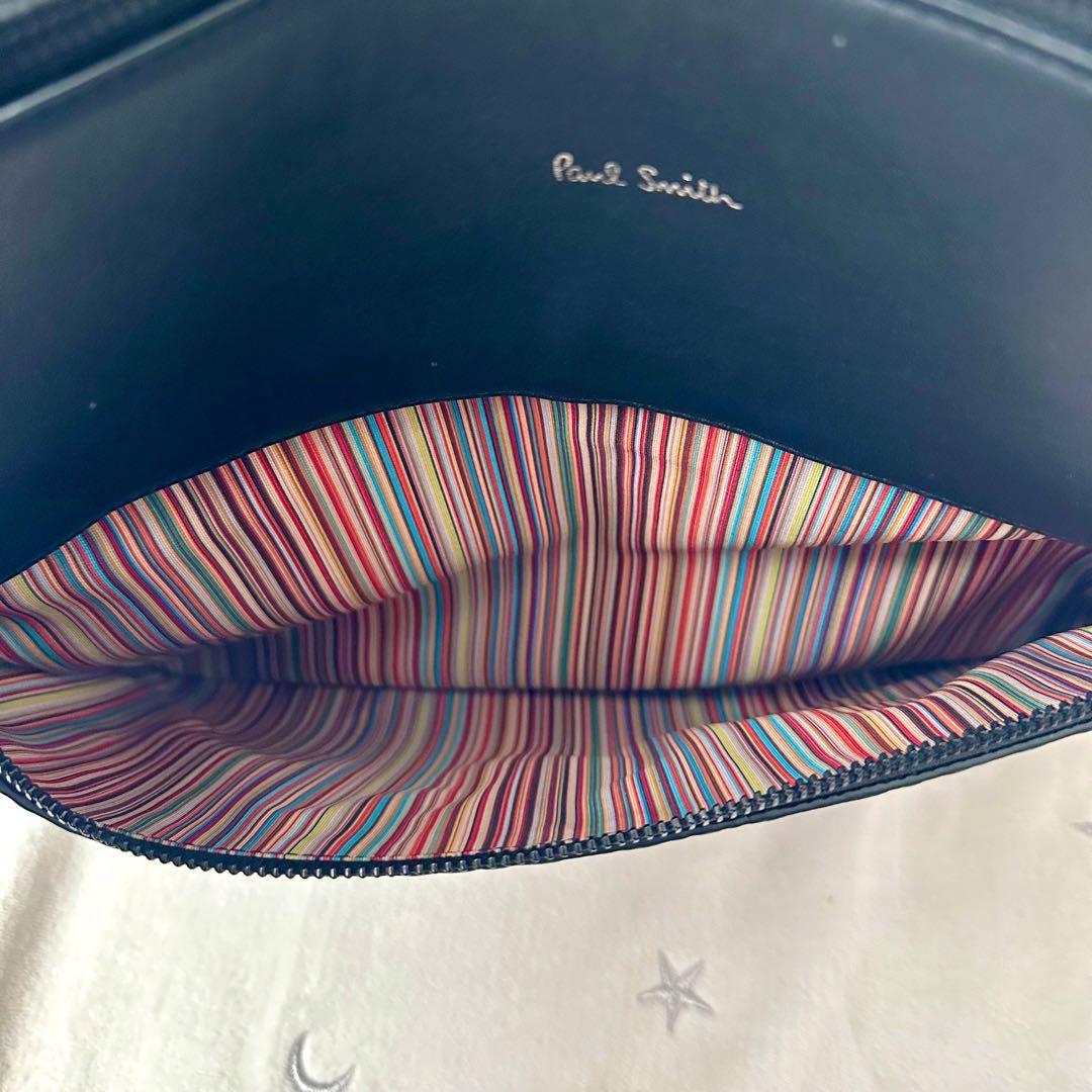 ポールスミス　ビジネスバッグ　シャドーストライプ　2way レザー　ブラック