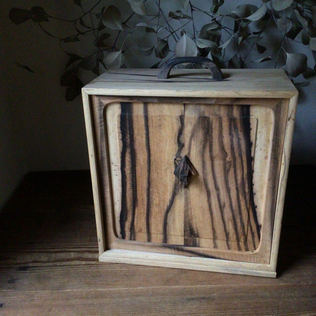 D*n様 No3724 黒柿無垢　茶箱　高さ38.5cm 茶道具　器局　茶箪笥