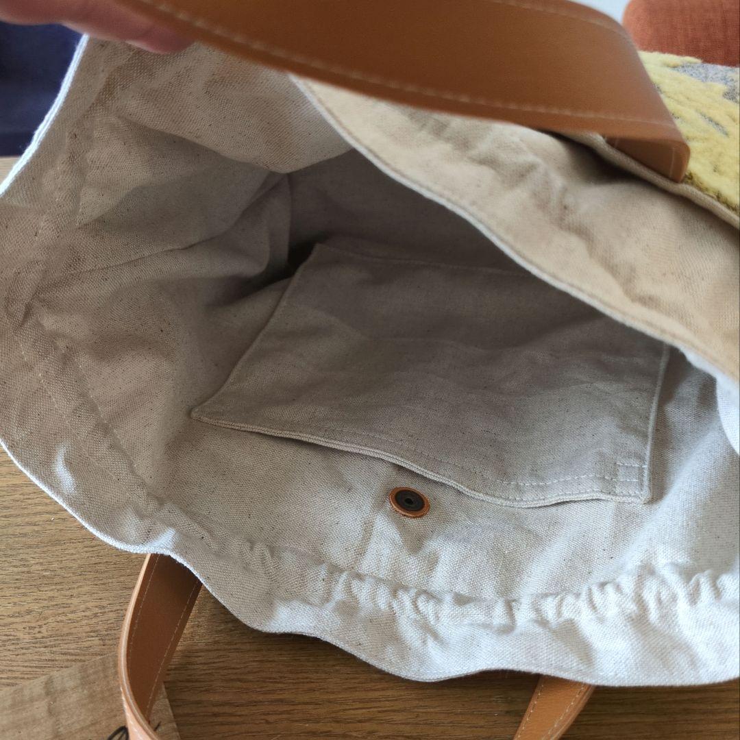 【1568】あおりポケットの巾着バッグ＊ミナペルホネン