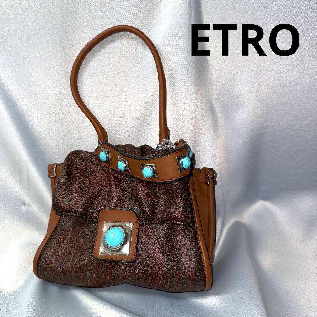 希少◾️エトロ　クラウン・ミー　コレクション　ペイズリー　レザーバック