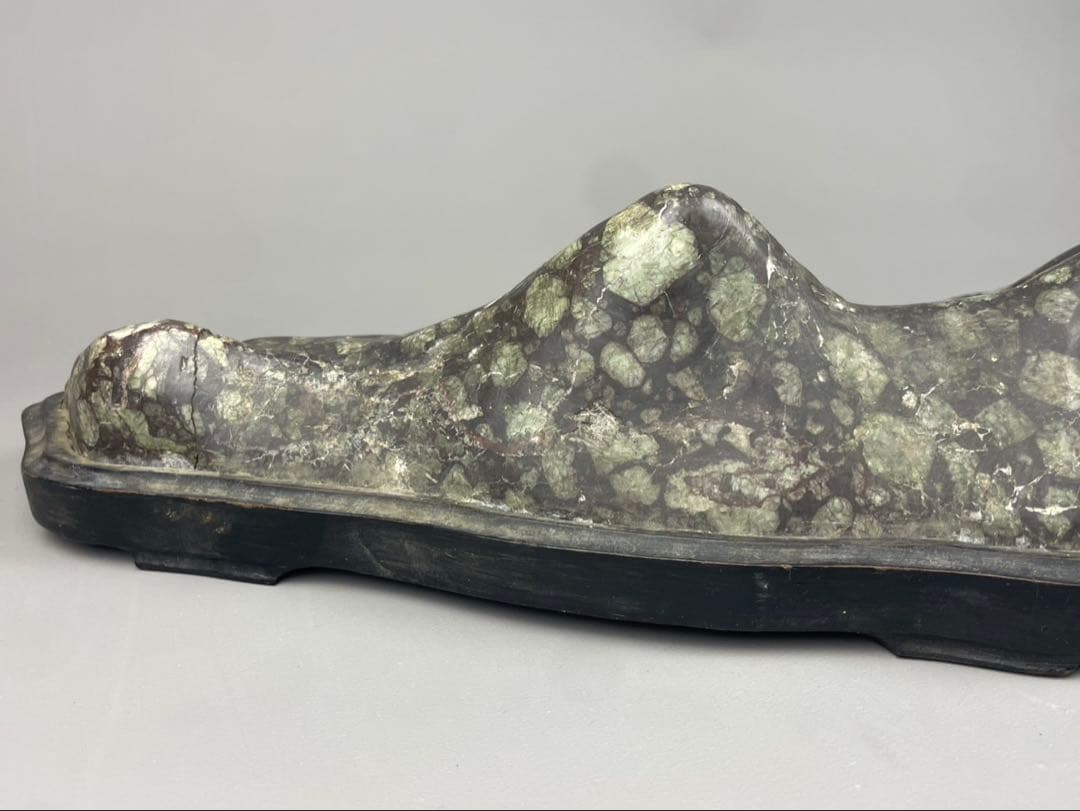 大型 梅花石 鑑賞石 盆石 水石 天然石 ジャスパー 木製台座付 菊花石 鉱石