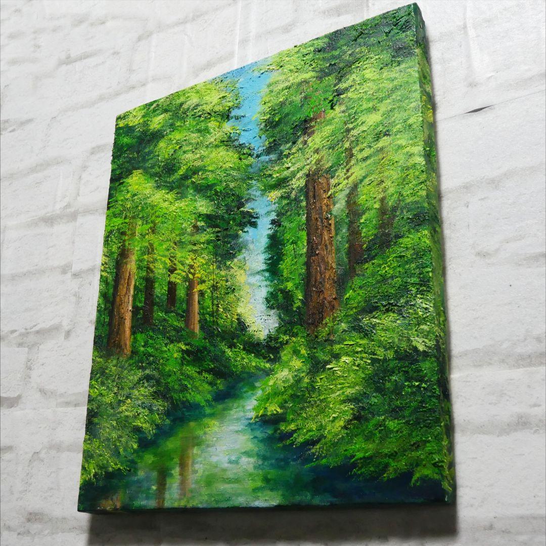 油絵 油彩 油彩画 絵 絵画 【新緑と川】F8号