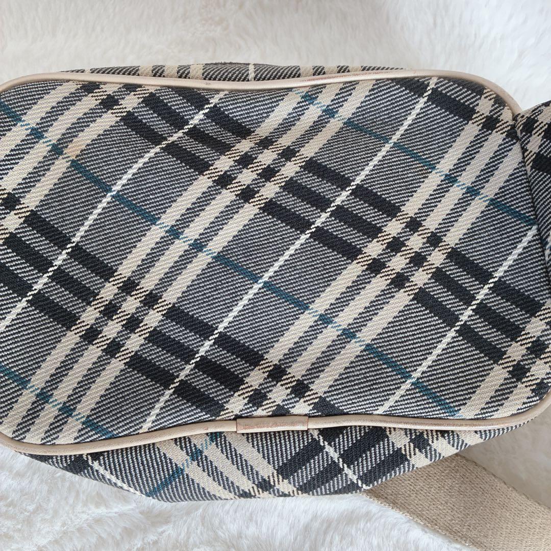 バーバリーブルーレーベル チェック柄 ボディバッグ ウエストポーチ ベージュ系