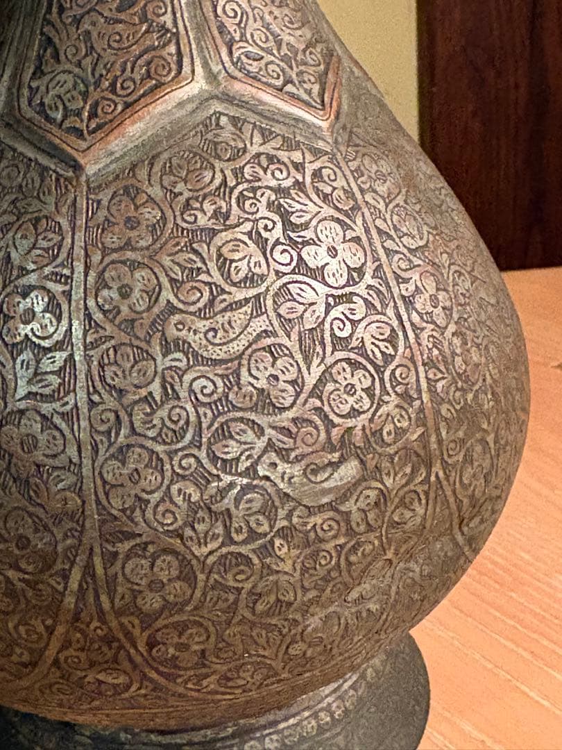 アンティーク金属製瓶silver&copper-inlaid brassvase