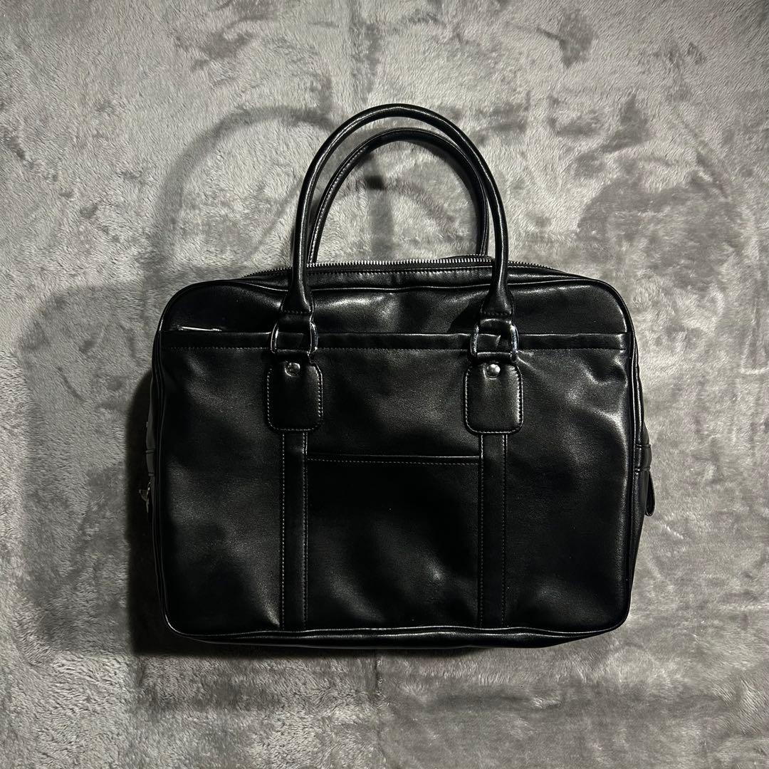 ギャルソン フェイクレザーハンドバッグ スクール ブリーフ 青山 黒