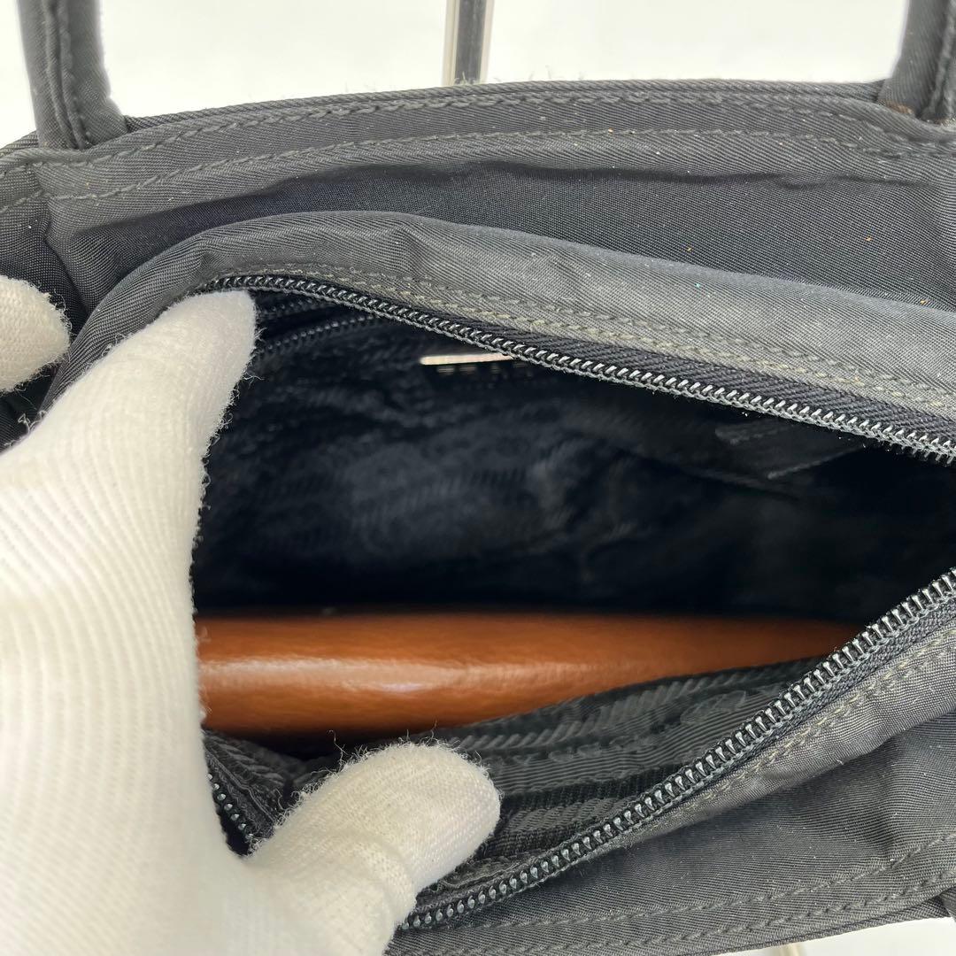 PRADA ハンドバッグ ミニトート 手提げ 三角プレート テスートナイロン 黒