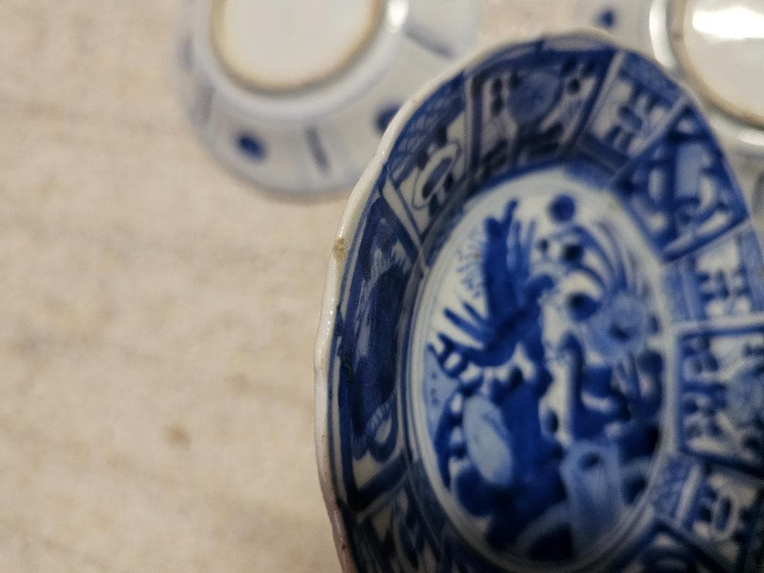 値下げ限界‼️早い者勝ち 新渡品 江戸後期から明治初 芙蓉 花鳥文 9客セット