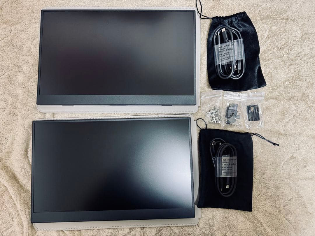 【バラ可】モバイルモニター 2台セット ケーブル・変換アダプタ・VESAネジ付属