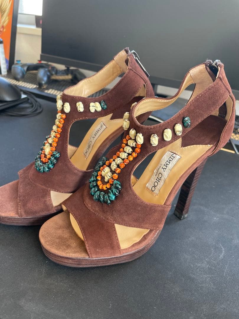 JIMMY CHOO 未使用近い 飾り付 サンダル 23cm