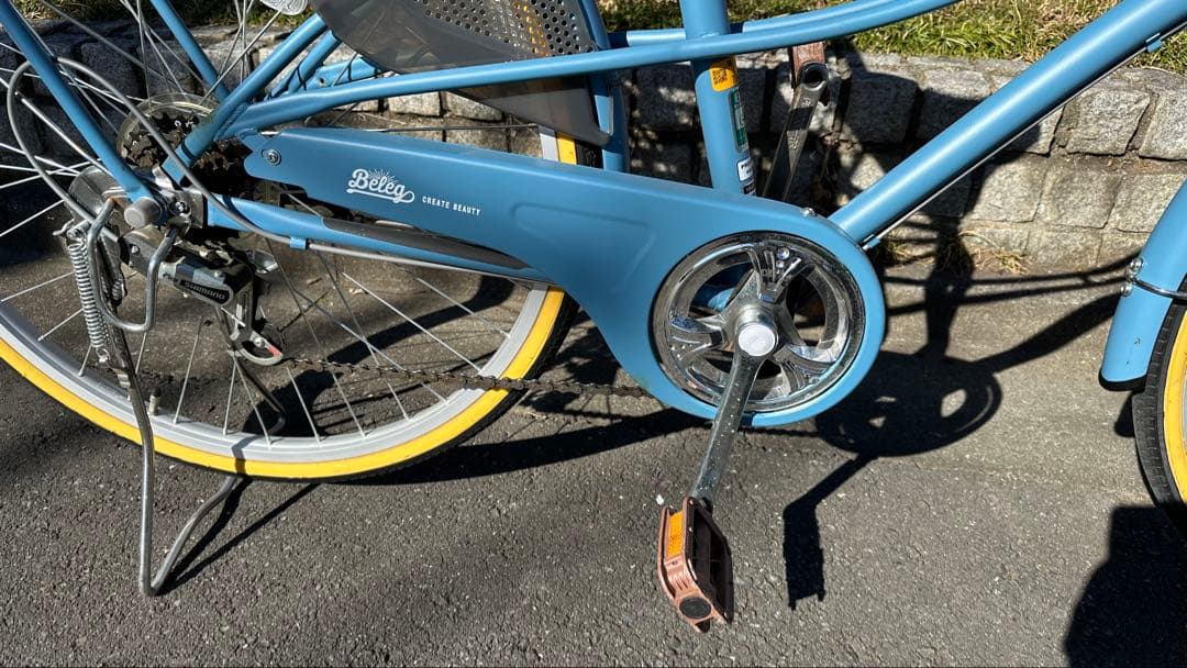 アサヒサイクル 26インチ　6段変速　青色 前後バスケット付き　ライトは自動