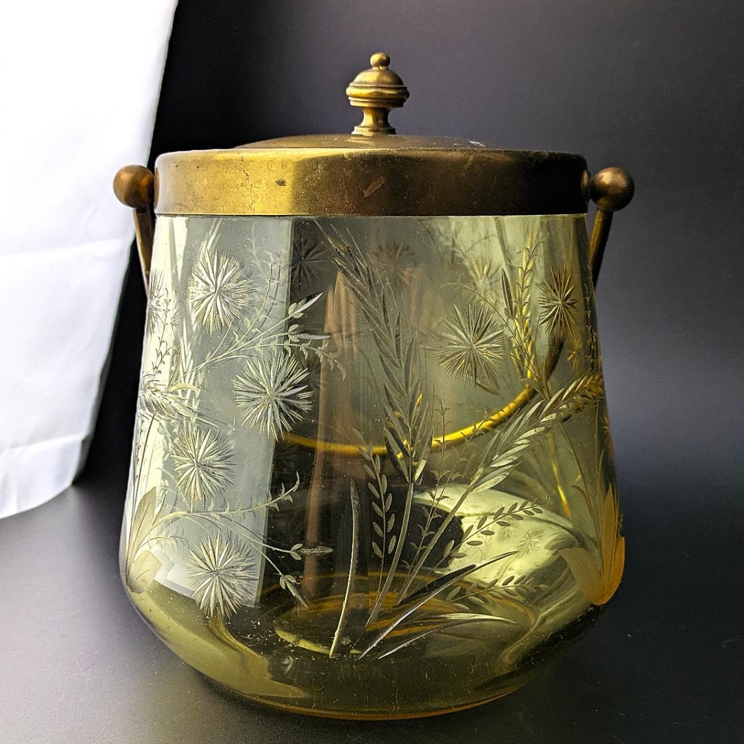 試される審美眼★オールド サン・ルイ 1930年頃 珍しいアンバーガラスバケット