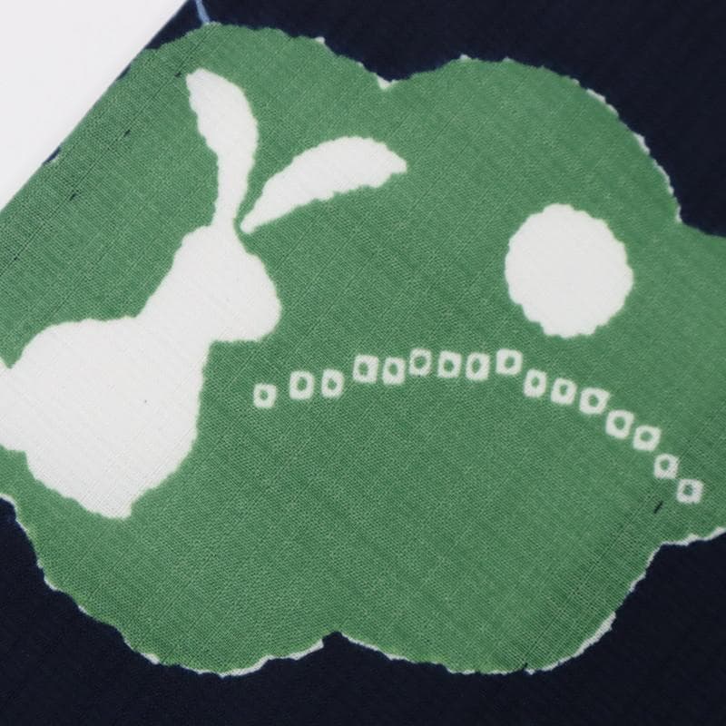 《洗える浴衣♪セオアルファ◆雲文に飛びうさぎ■夏着物■紺色◆化繊◆UA5-42》