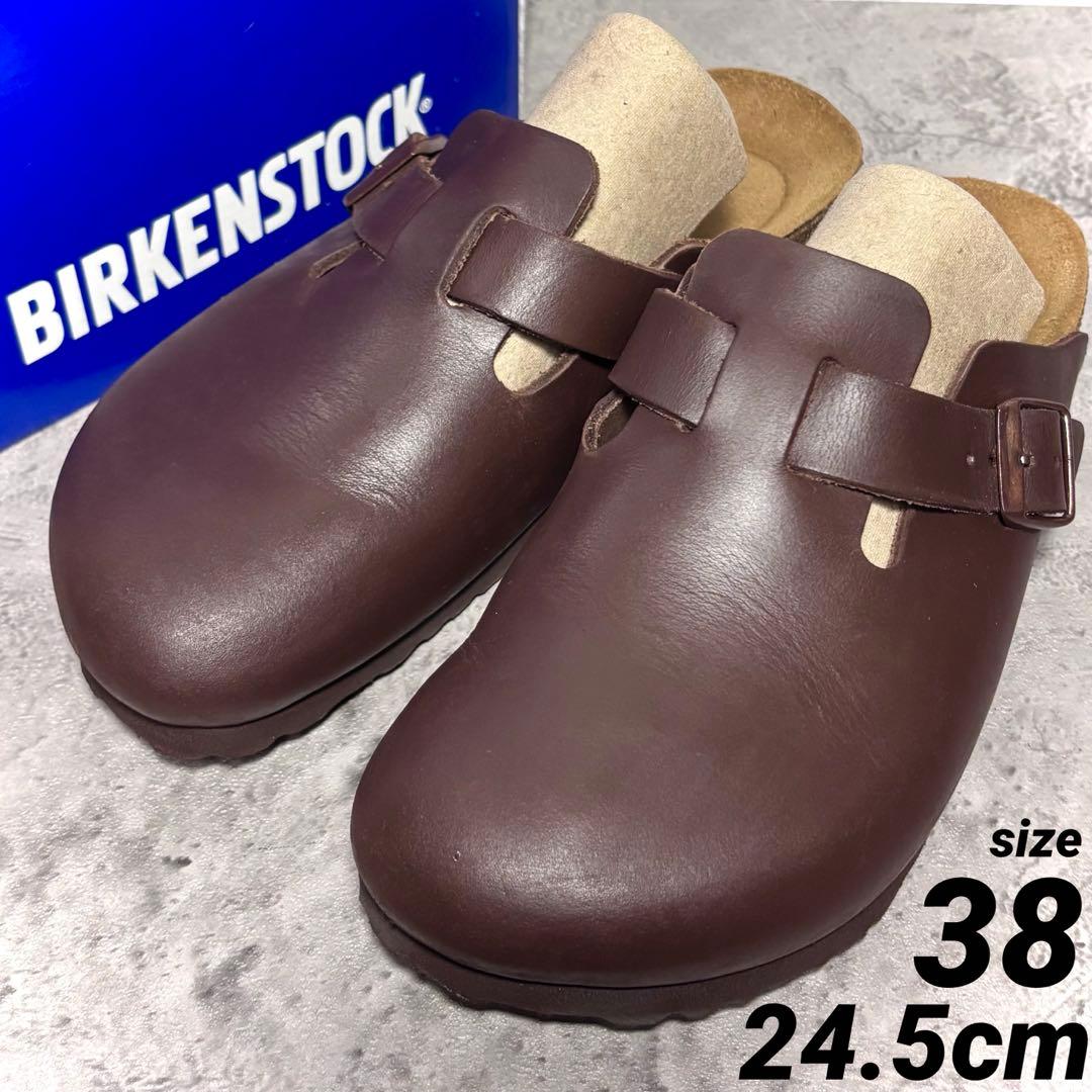 【美品！】ビルケンシュトック ボストン 24.5cm 38 ブラウン レザー 茶