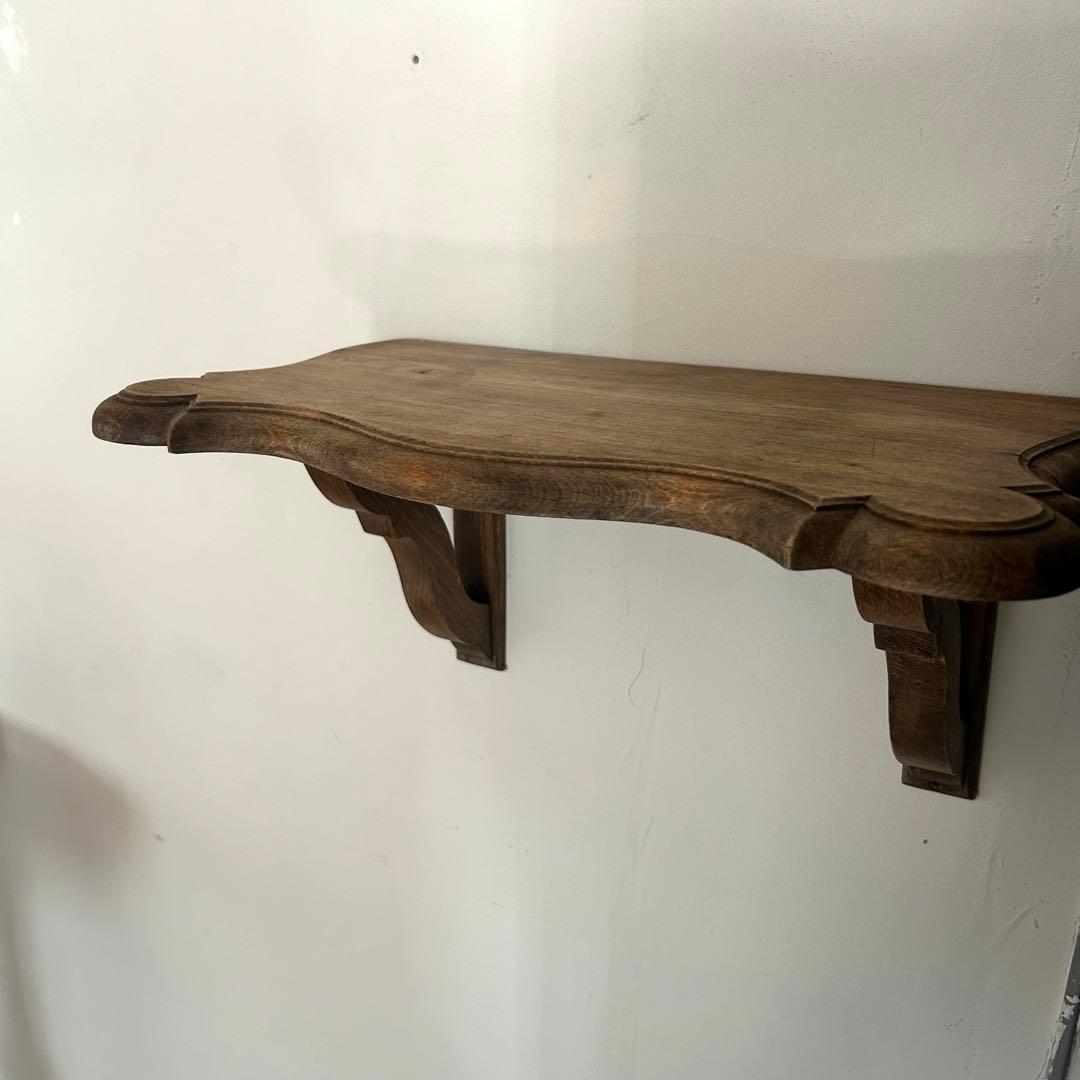 フランス アンティーク ウォールシェルフ 壁掛け棚 木製 無垢材 彫刻　剥離