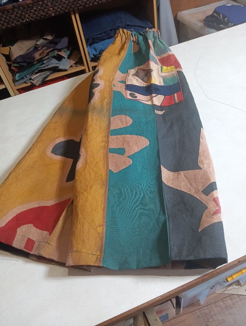 ★専用★大漁旗のワイドパンツ★柿渋染め★