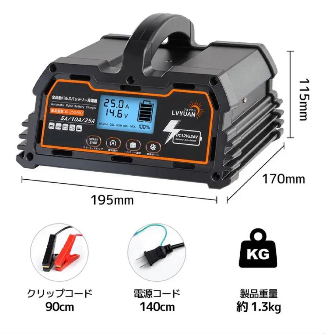 自動パルスバッテリー充電器 BC-250PRO 12V.24V対応 未開封送料込