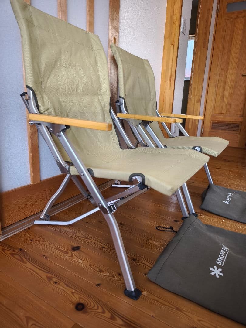 スノーピーク ローチェア30 カーキ2脚セット 生地張替え美品