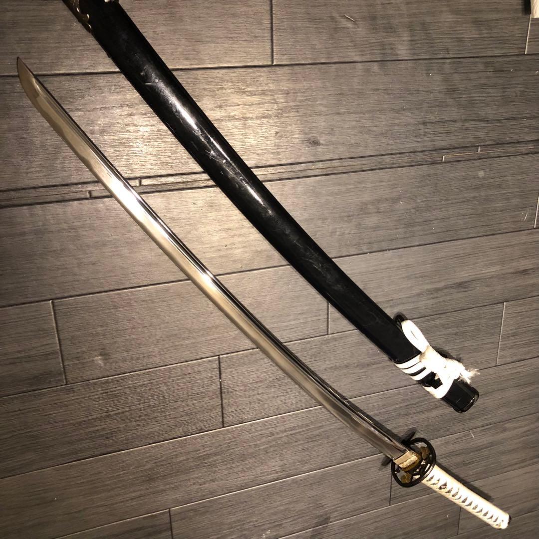 高級模造刀　樋有刀身 茶白拵え　居合刀　太刀　本格模造刀
