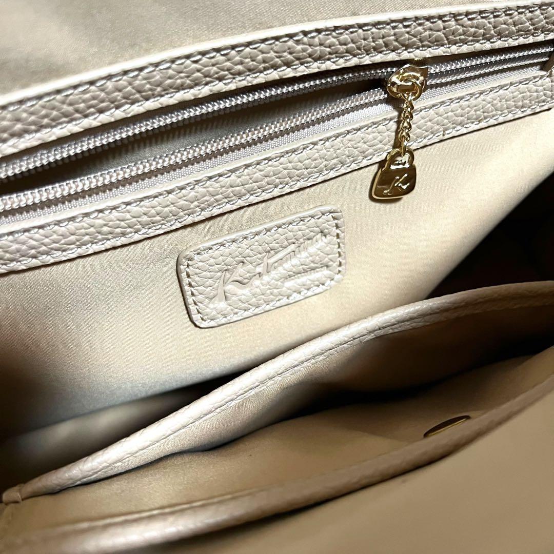 極美品 Kitamura ハンドバッグ レザー シボ革 本革 ベージュ 肩掛け