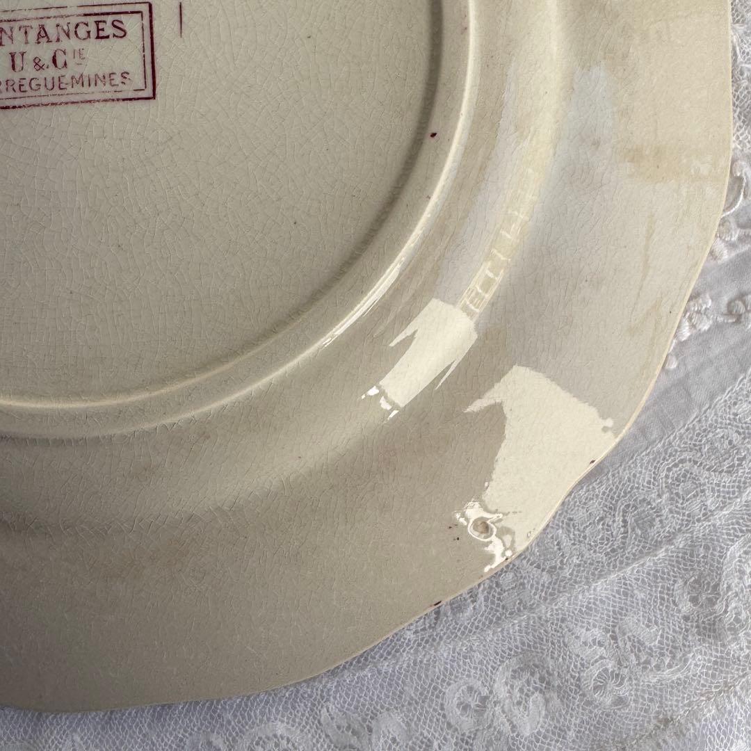 フランスアンティーク　サルグミンヌ　Fontanges ディナープレート　花リム