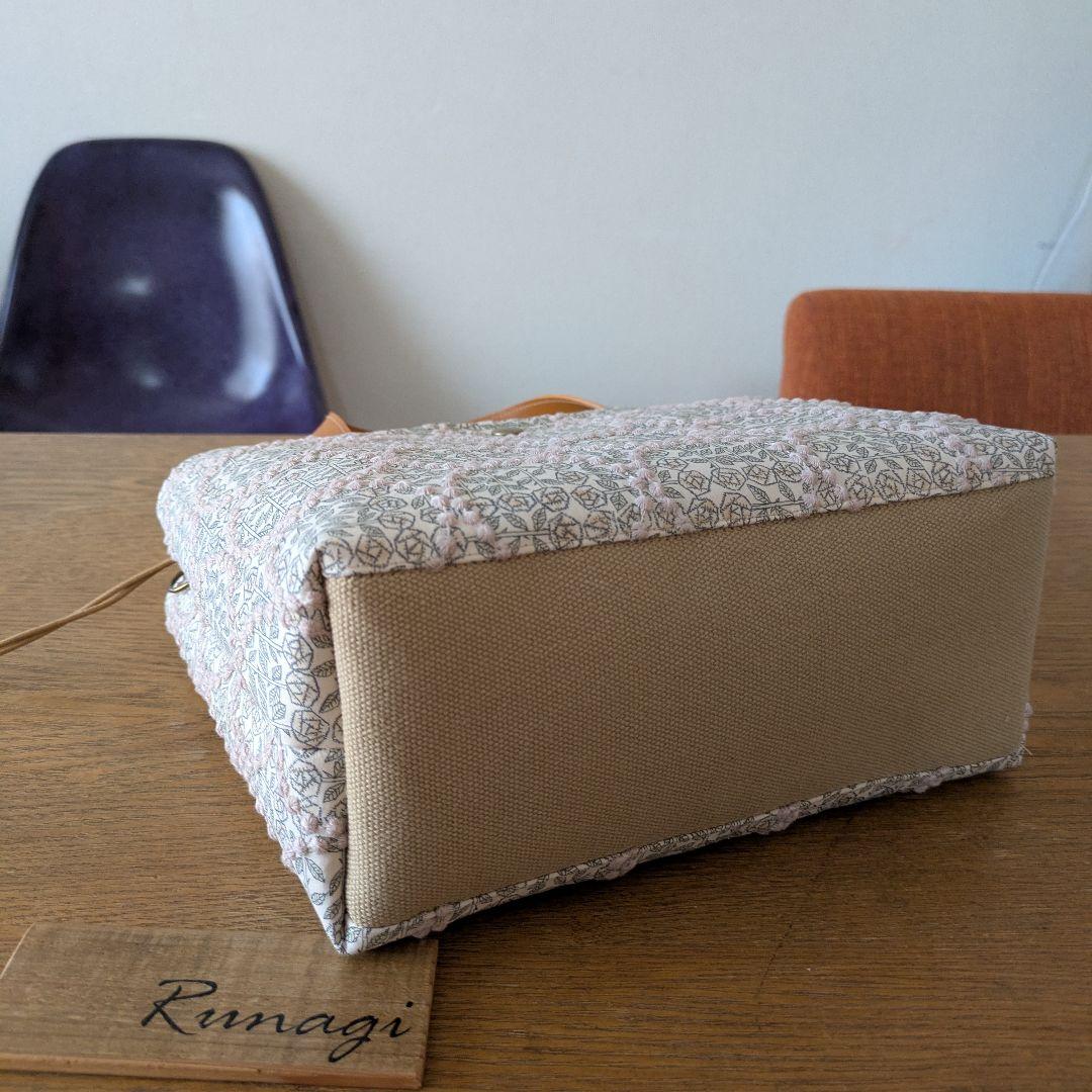 【1548】あおりポケットの巾着バッグ＊ミナペルホネン