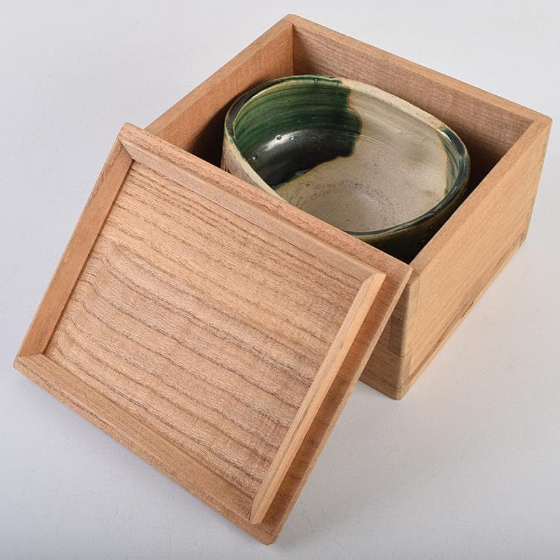茶道具　古瀬戸　織部焼　沓茶碗　時代箱付　C　R9114