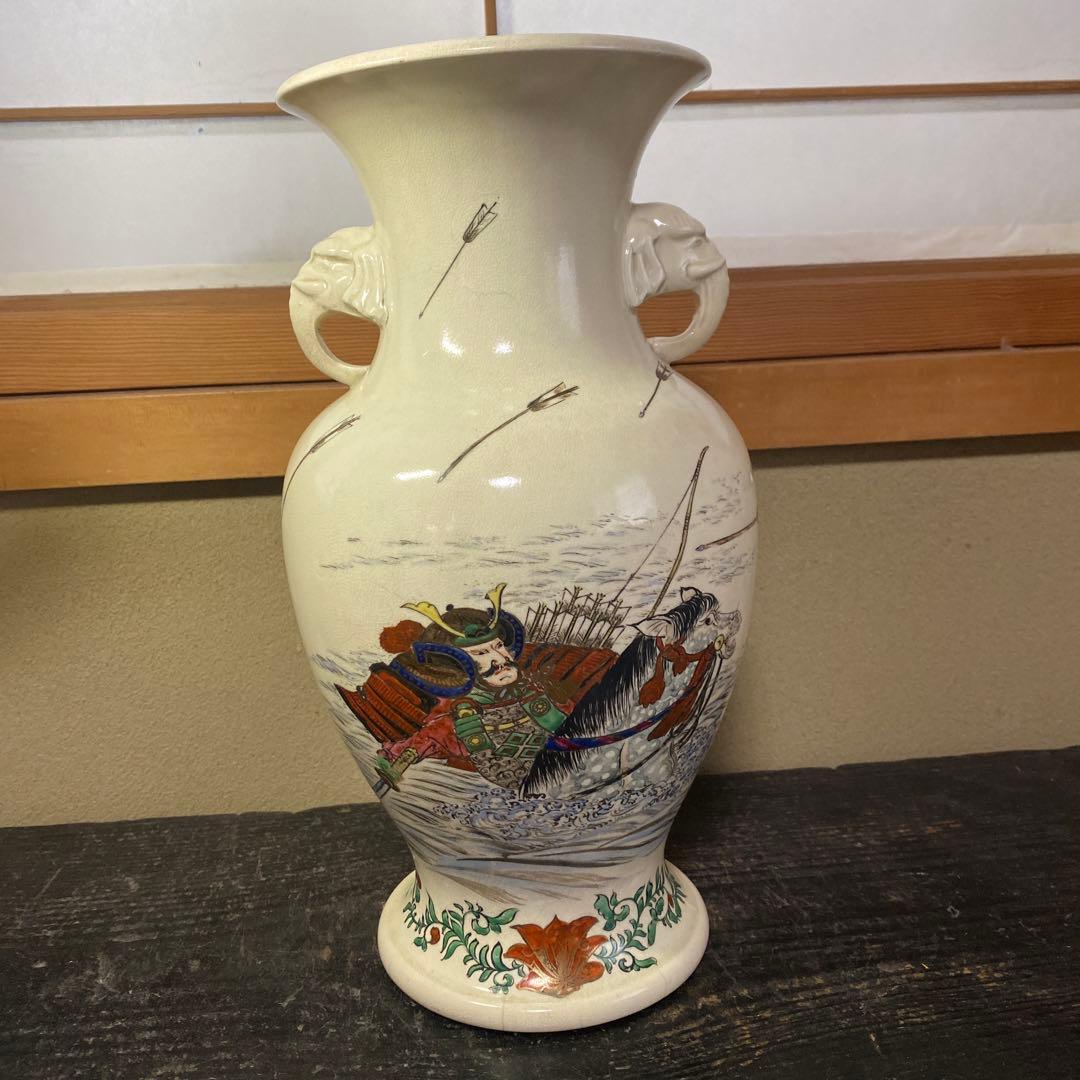 ヨーロッパ輸出里帰り薩摩焼武者図花瓶