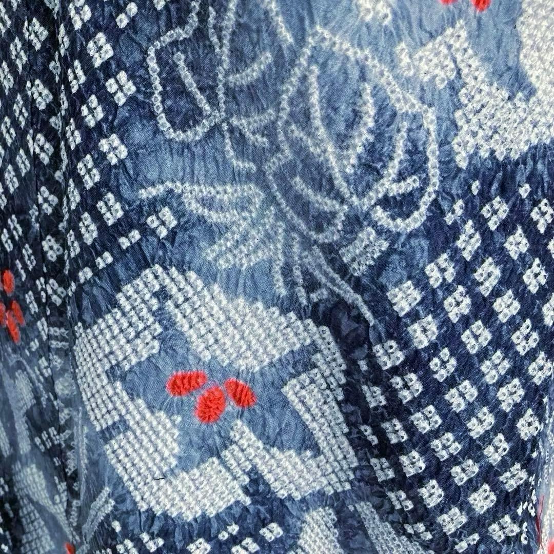 有松鳴海絞り　絞り浴衣　グレー　暈し　手縫い身丈162cm No.1-100