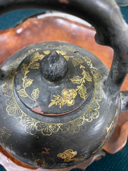 朱泥 急須 彩絵 漆絵 時代