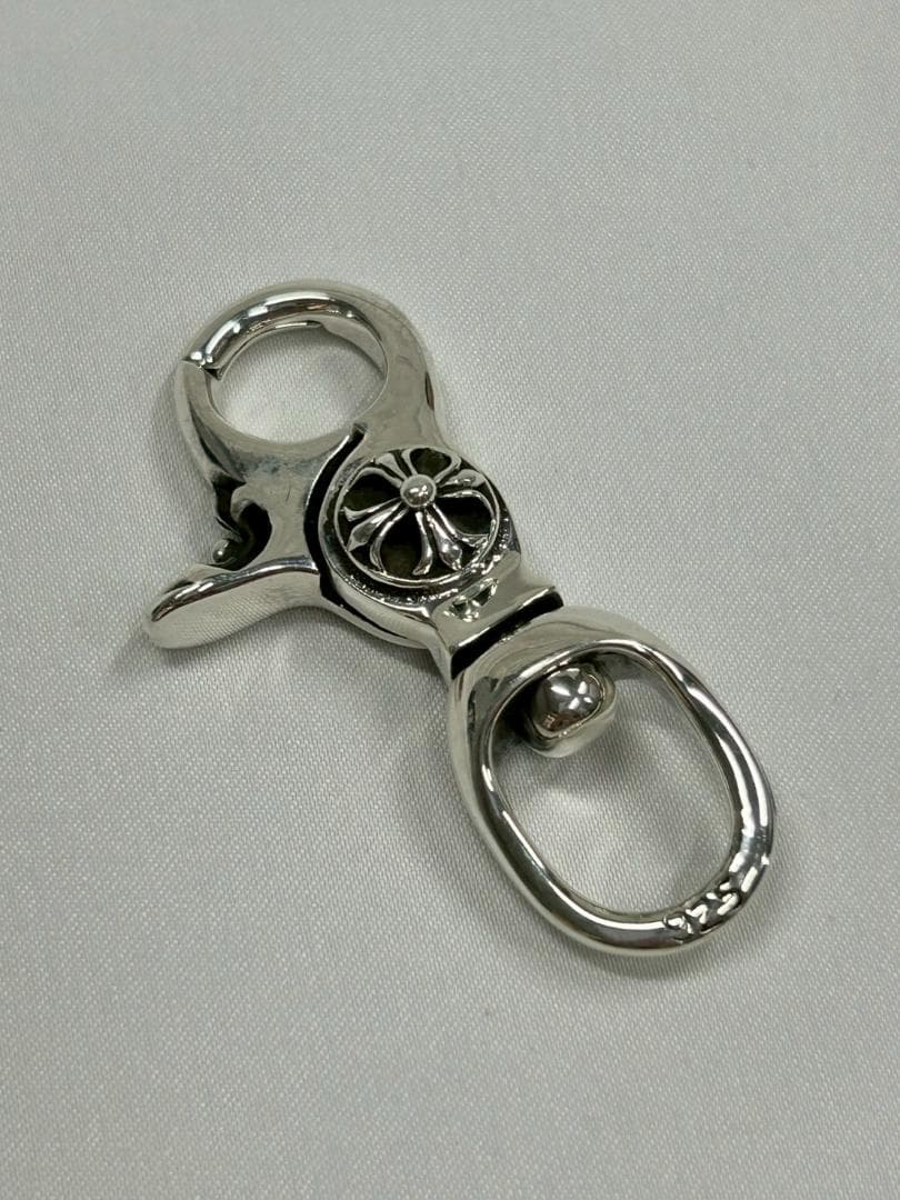 シルバー925刻印キーチェーン キーリングカラビナ【匿名配送】ポーチクロス付