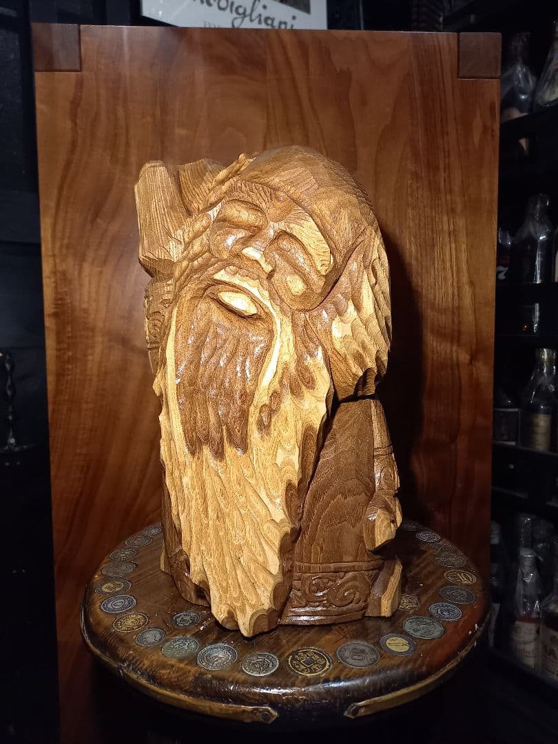 希少　千島アイヌ　シマフクロウ　コロボックル　マキリ　槐　一刀彫