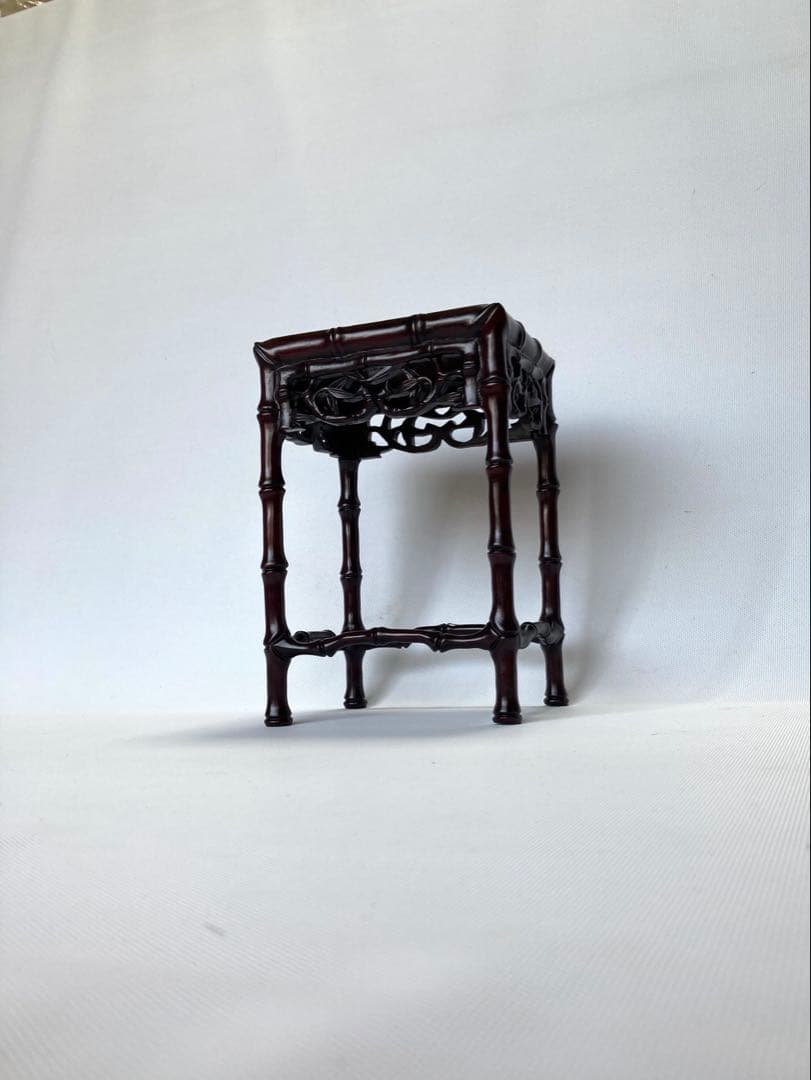 飾り台　4個組　盆栽台　花台　香炉台　茶華道具　木製　透かし彫り　GA3