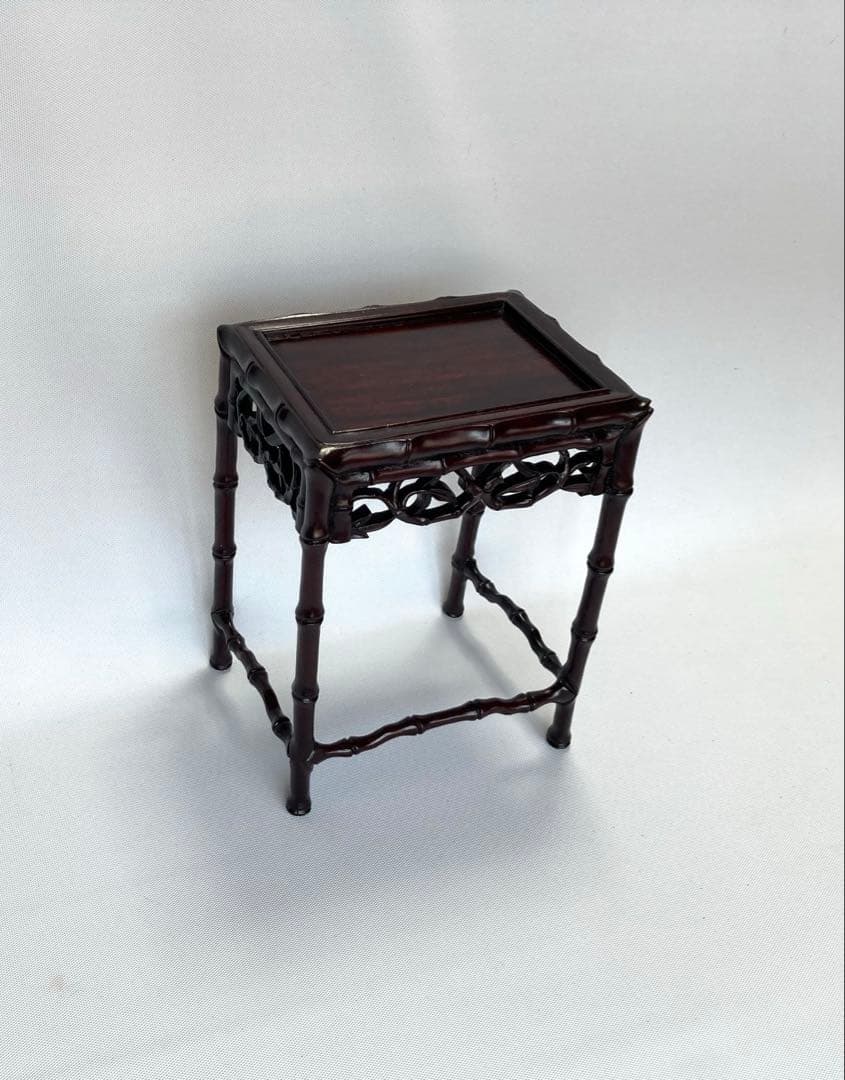 飾り台　4個組　盆栽台　花台　香炉台　茶華道具　木製　透かし彫り　GA3