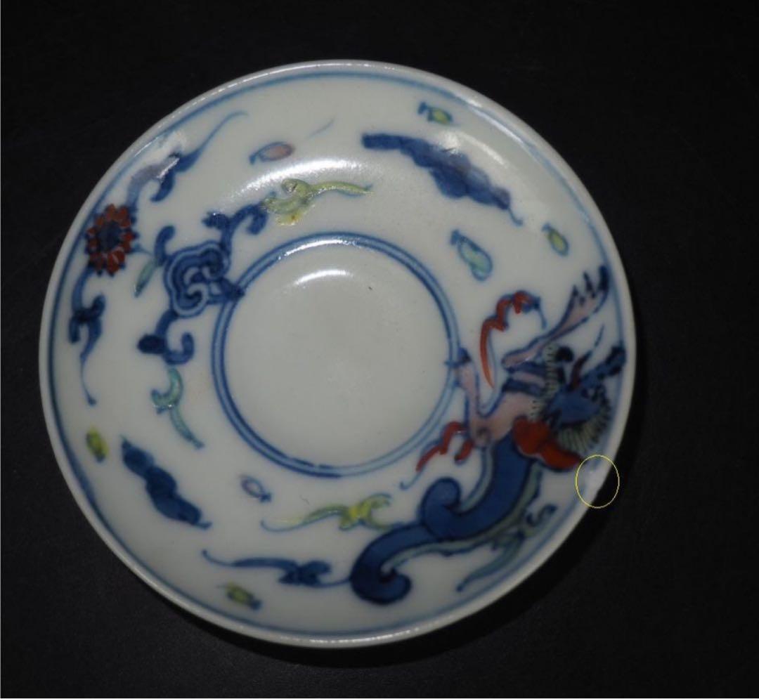 送料無料　大正～昭和初期　瑞光造　豆彩龍文煎茶碗5客