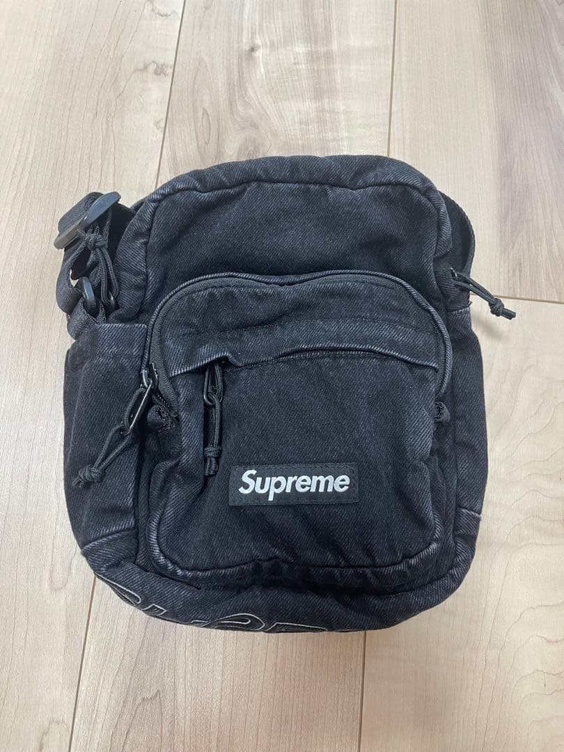 Supreme ブラック デニム ショルダーバッグ