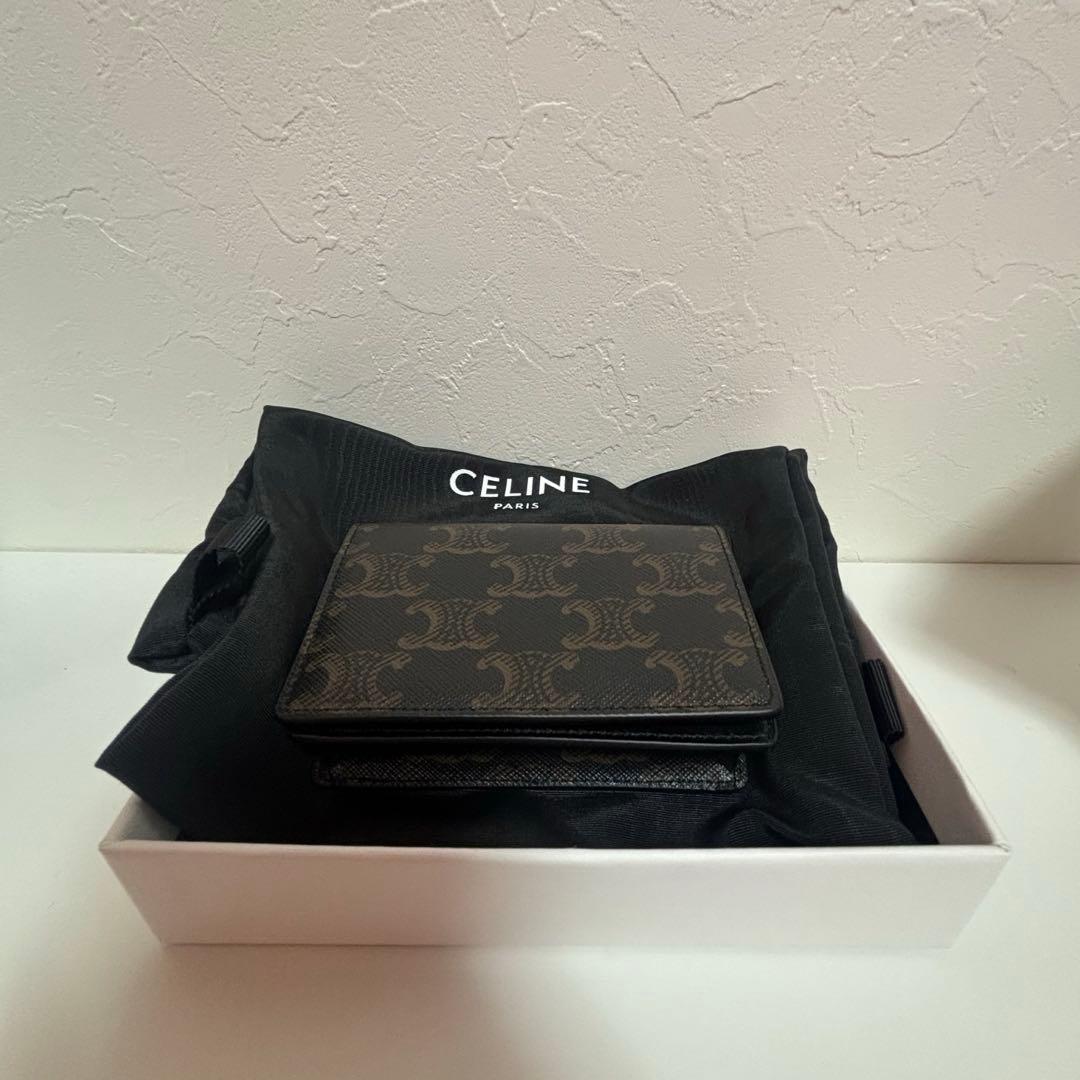 箱袋付き 美品 CELINE トリオンフ ブラック レザー 名刺入れ
