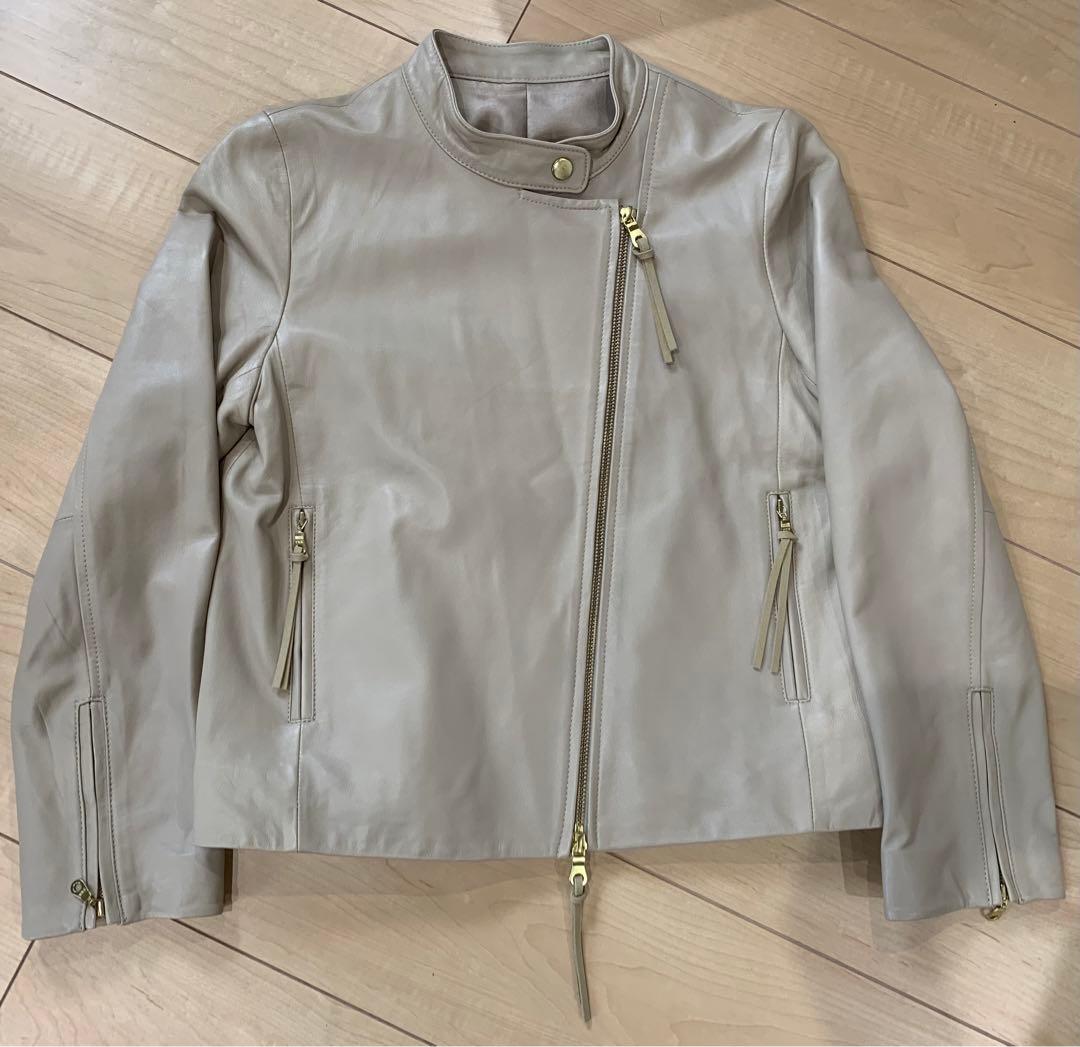 jena ライダースジャケット ベージュ 本革 羊革