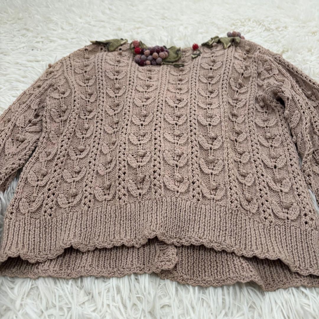 KANEKO ISAO（カネコイサオ）ブドウ刺繍 ニットカーディガン M相当