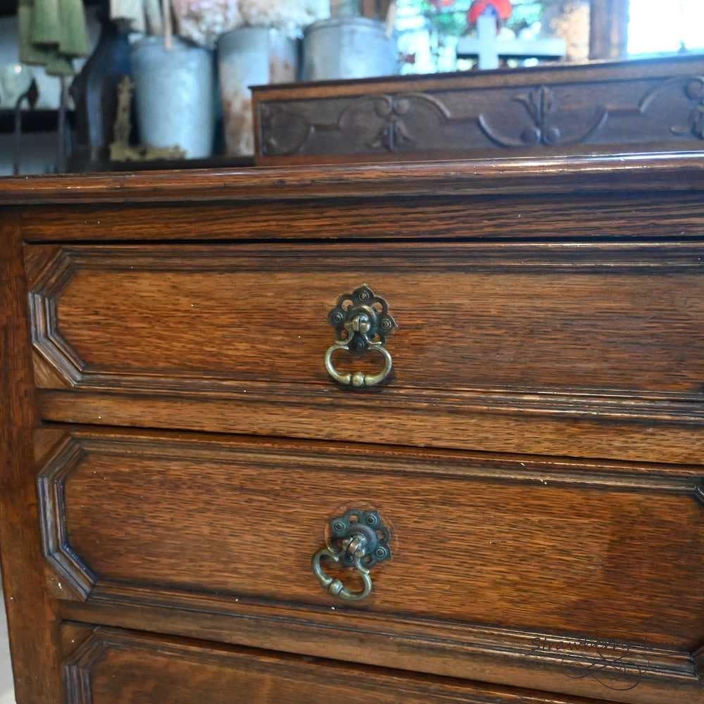 L3710-110 英国アンティーク オーク チェスト 3段 収納 レンジ台