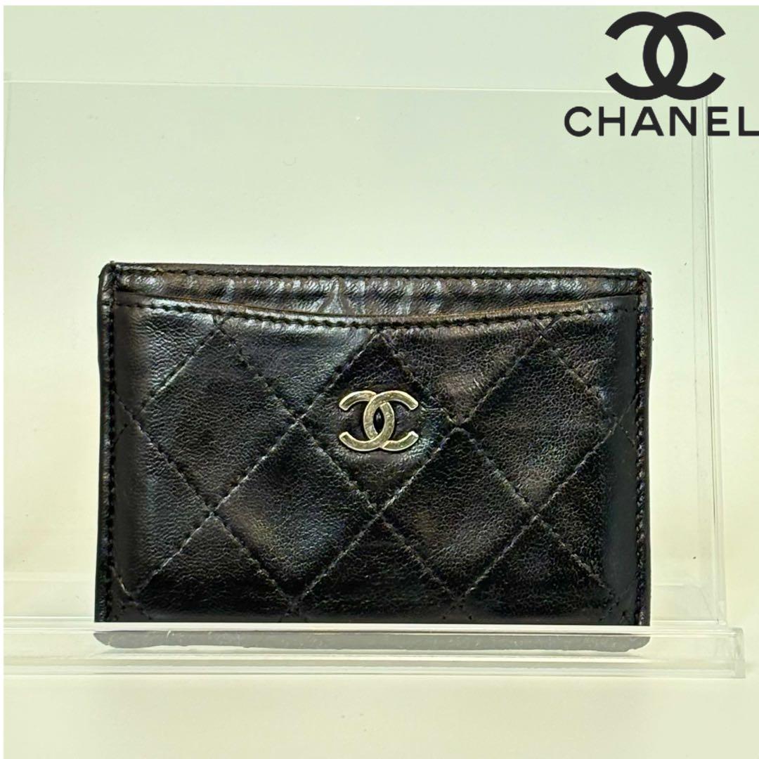 A118 CHANEL 【美品】マトラッセ ラムスキン カードケース 名刺入れ