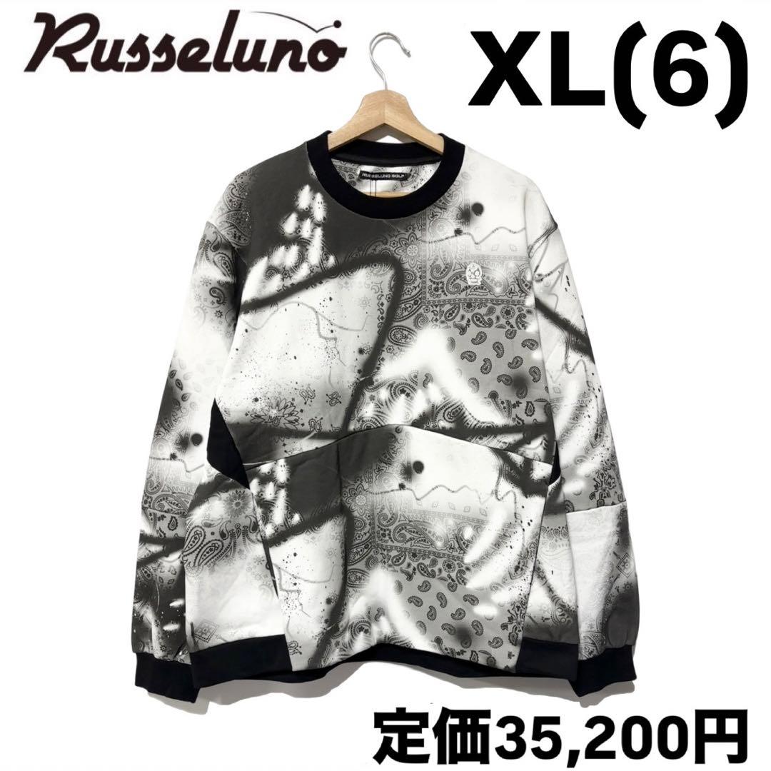 ラッセルノ ゴルフ クルーネック P.O スプレー ペイズリー ホワイト XL